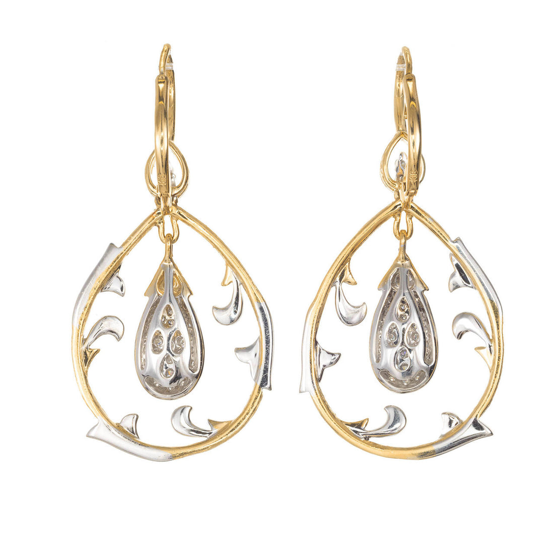 Cordova 1980 18k Two Tone .75ct Diamond Dangle Earrings – image 3