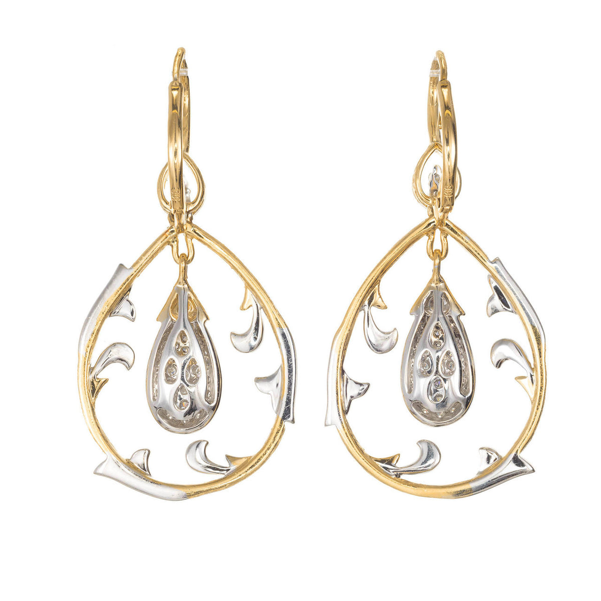Cordova 1980 18k Two Tone .75ct Diamond Dangle Earrings – image 3