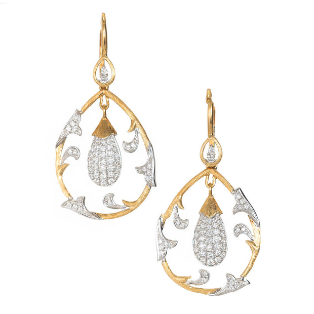 Cordova 1980 18k Two Tone .75ct Diamond Dangle Earrings