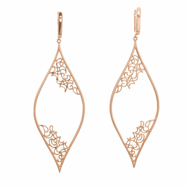 .71 Carat Diamond Micro Pave Rose Gold Dangle Earrings – image 2