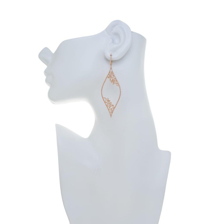 .71 Carat Diamond Micro Pave Rose Gold Dangle Earrings – image 5