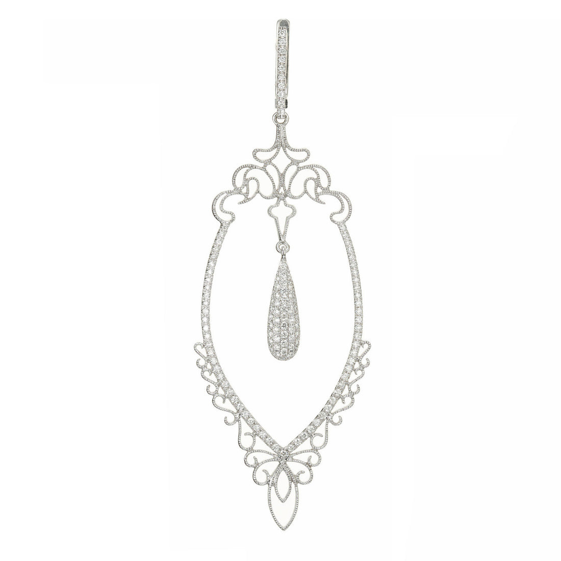 GB .96 Carat Diamond White Gold Long Dangle Chandelier Earrings – image 4