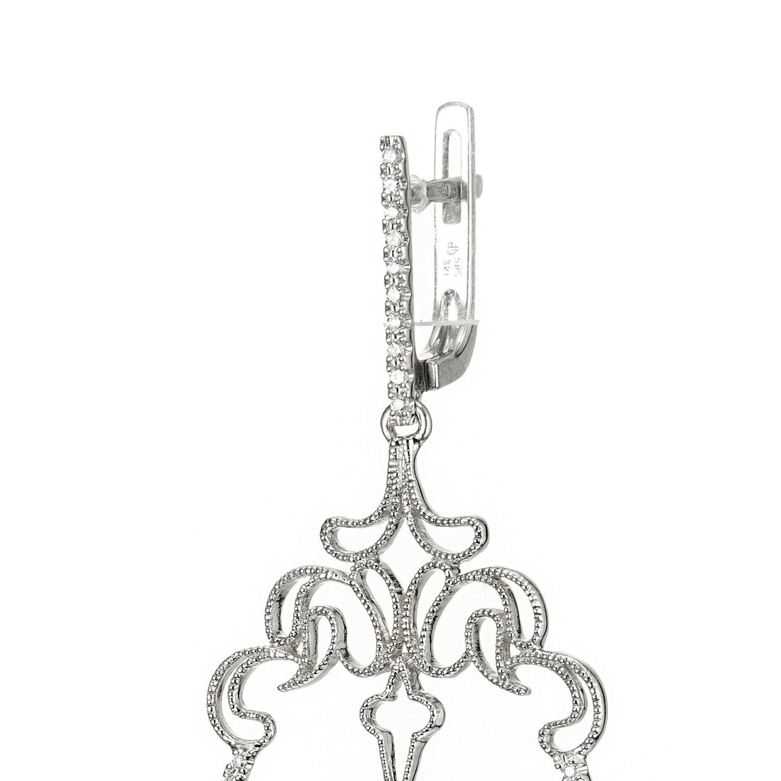 GB .96 Carat Diamond White Gold Long Dangle Chandelier Earrings – image 6