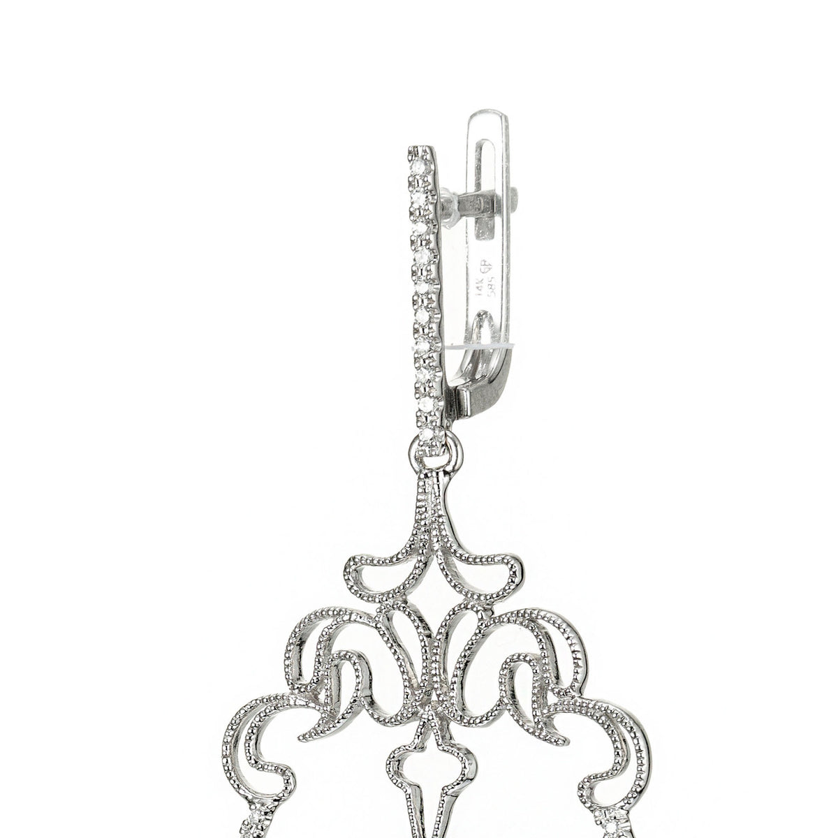 GB .96 Carat Diamond White Gold Long Dangle Chandelier Earrings – image 6