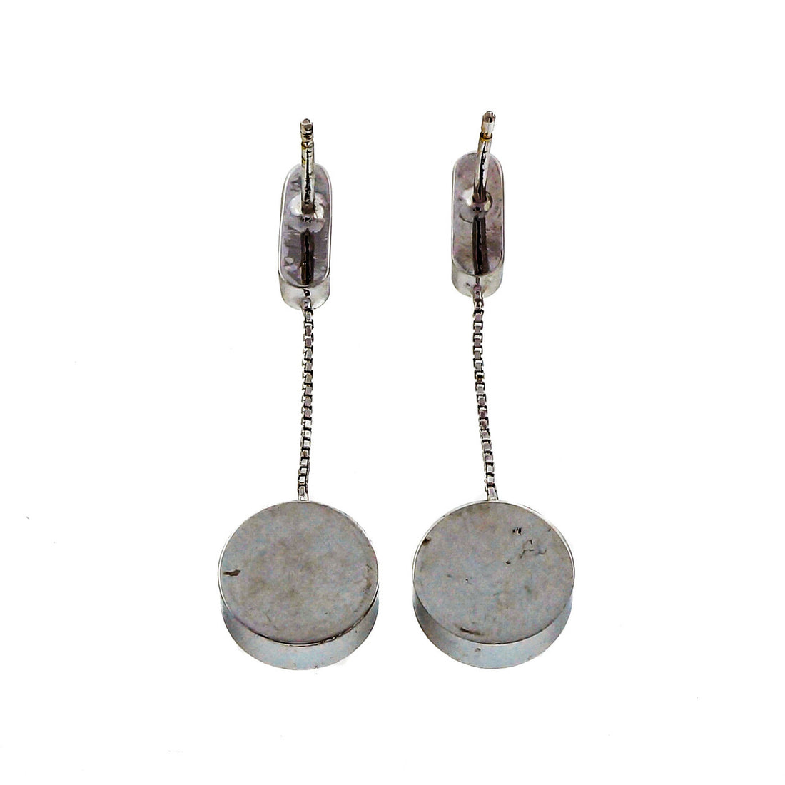 Vintage 1970 14k White Gold Dangle Earrings Italian – image 4