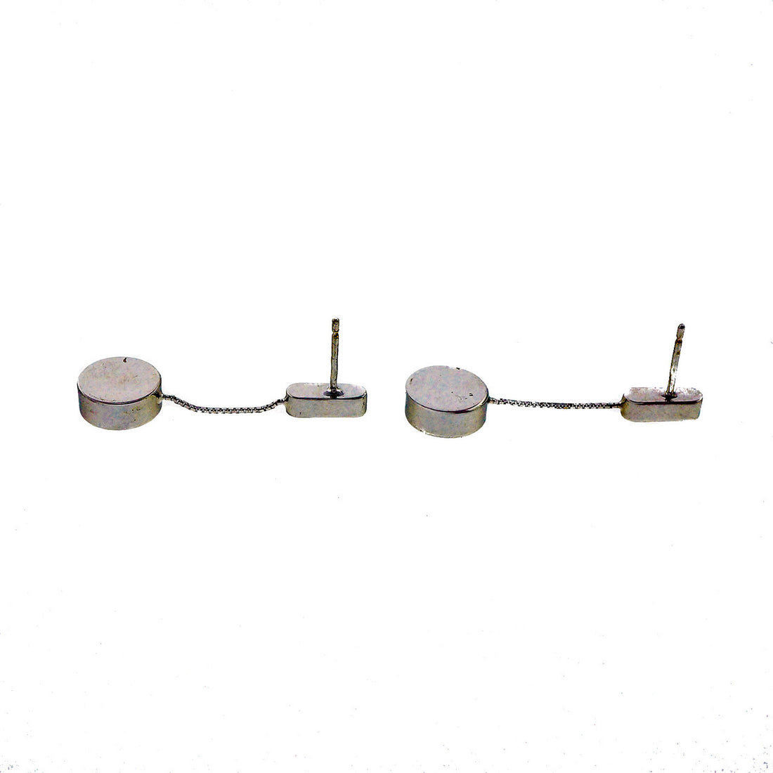 Vintage 1970 14k White Gold Dangle Earrings Italian – image 6