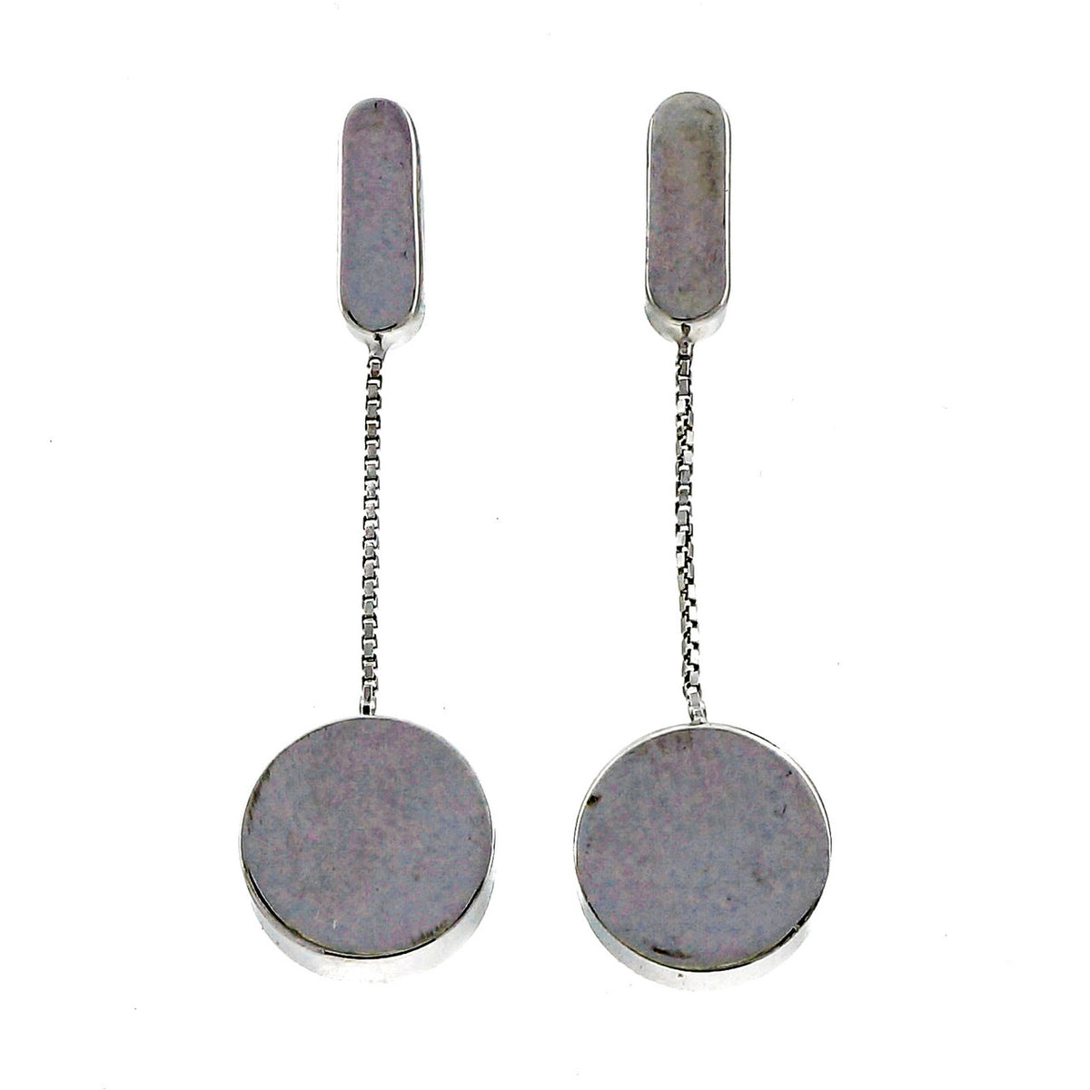 Vintage 1970 14k White Gold Dangle Earrings Italian