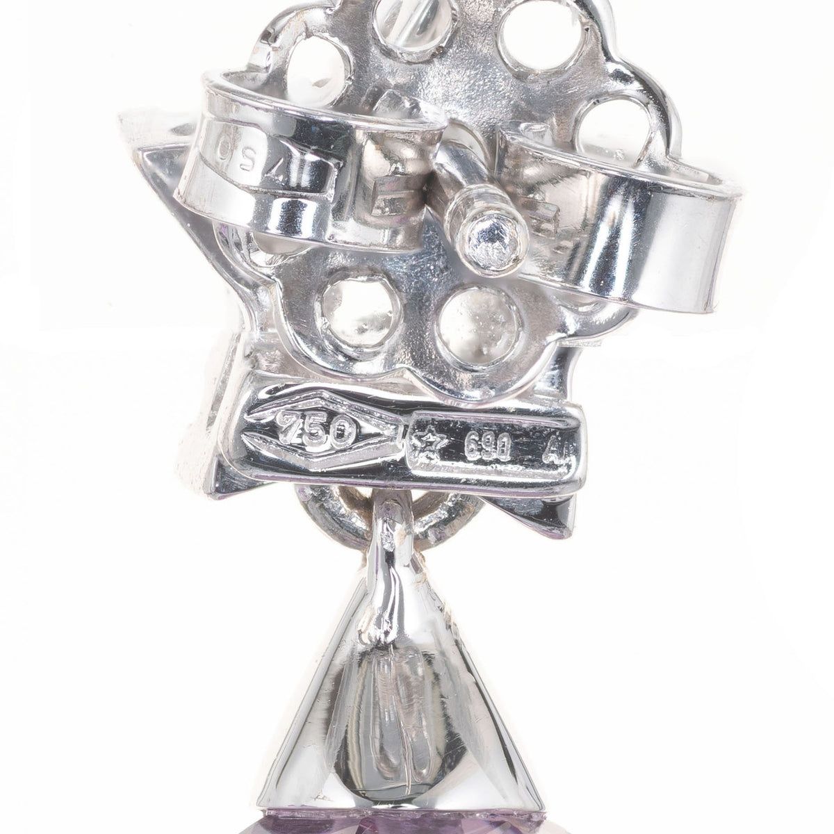 4.00 Carat Purple Briolette Amethyst Diamond White Gold Dangle Earrings – image 5