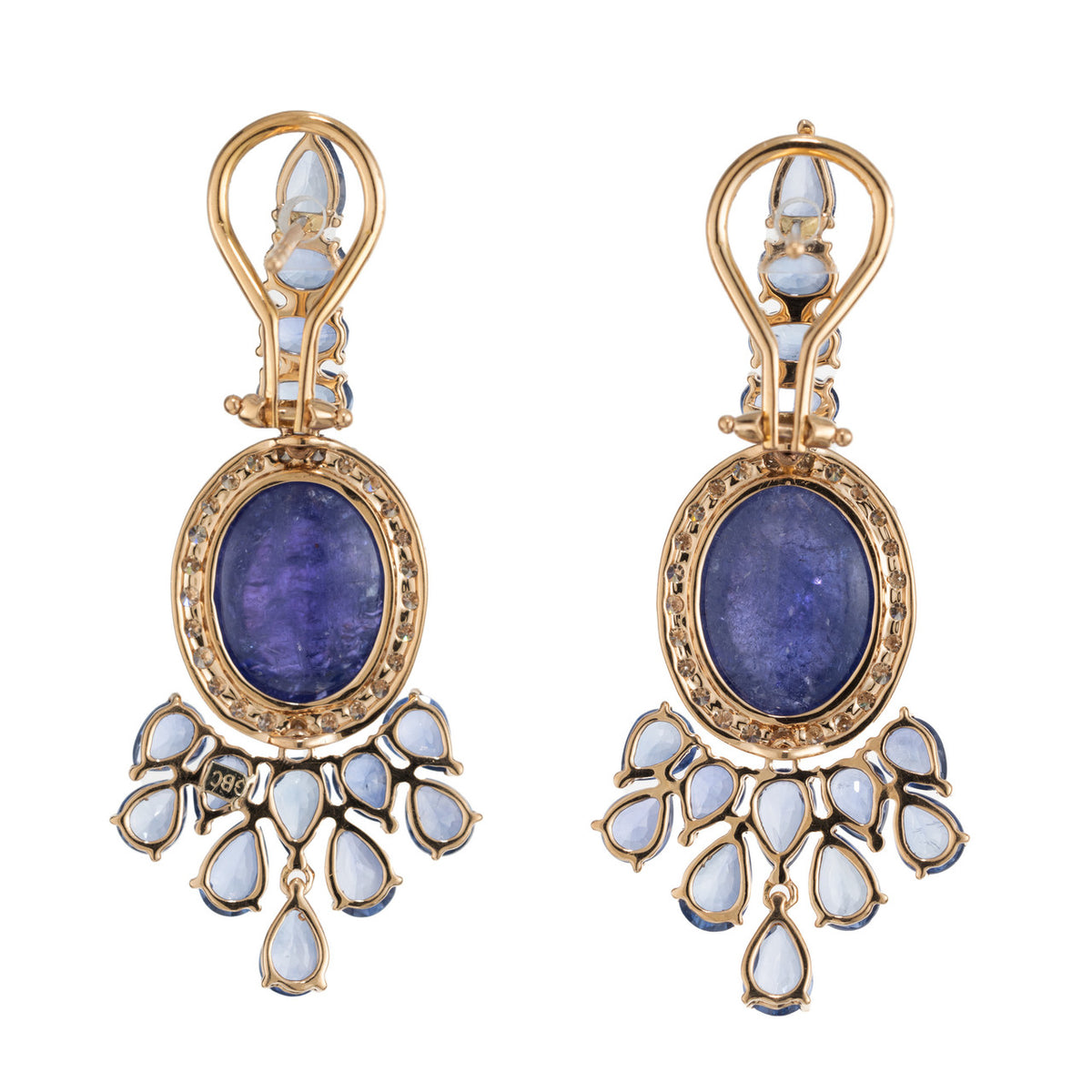 12.00 Carat Tanzanite Sapphire Diamond Yellow Gold Dangle Drop Earrings – image 3