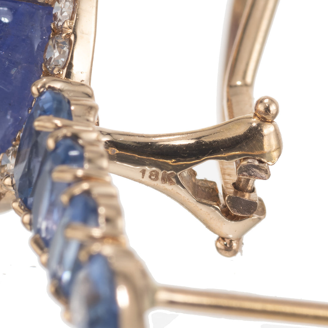 12.00 Carat Tanzanite Sapphire Diamond Yellow Gold Dangle Drop Earrings – image 5