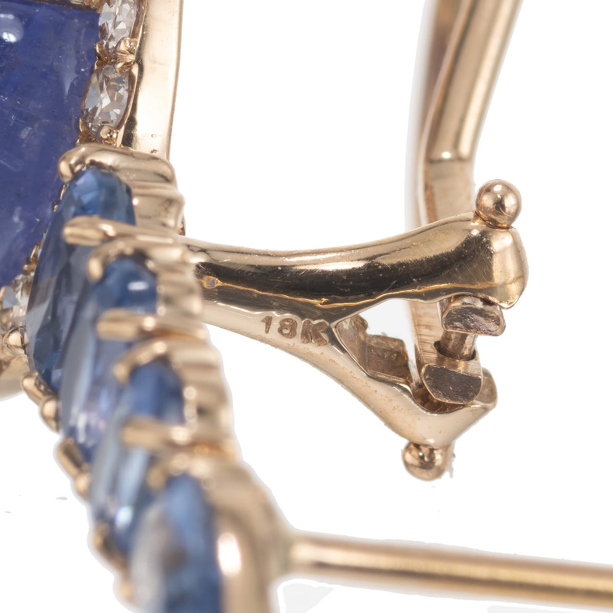 12.00 Carat Tanzanite Sapphire Diamond Yellow Gold Dangle Drop Earrings – image 5