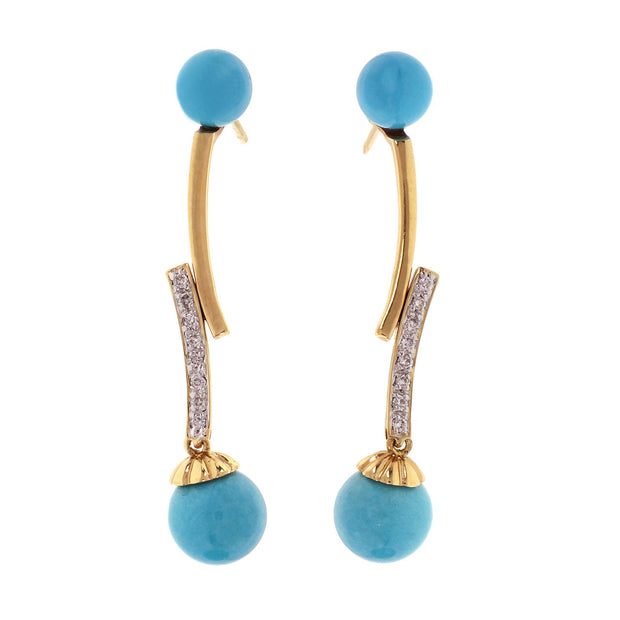 GIA Certified Bright Blue Turquoise Diamond Dangle Earrings
