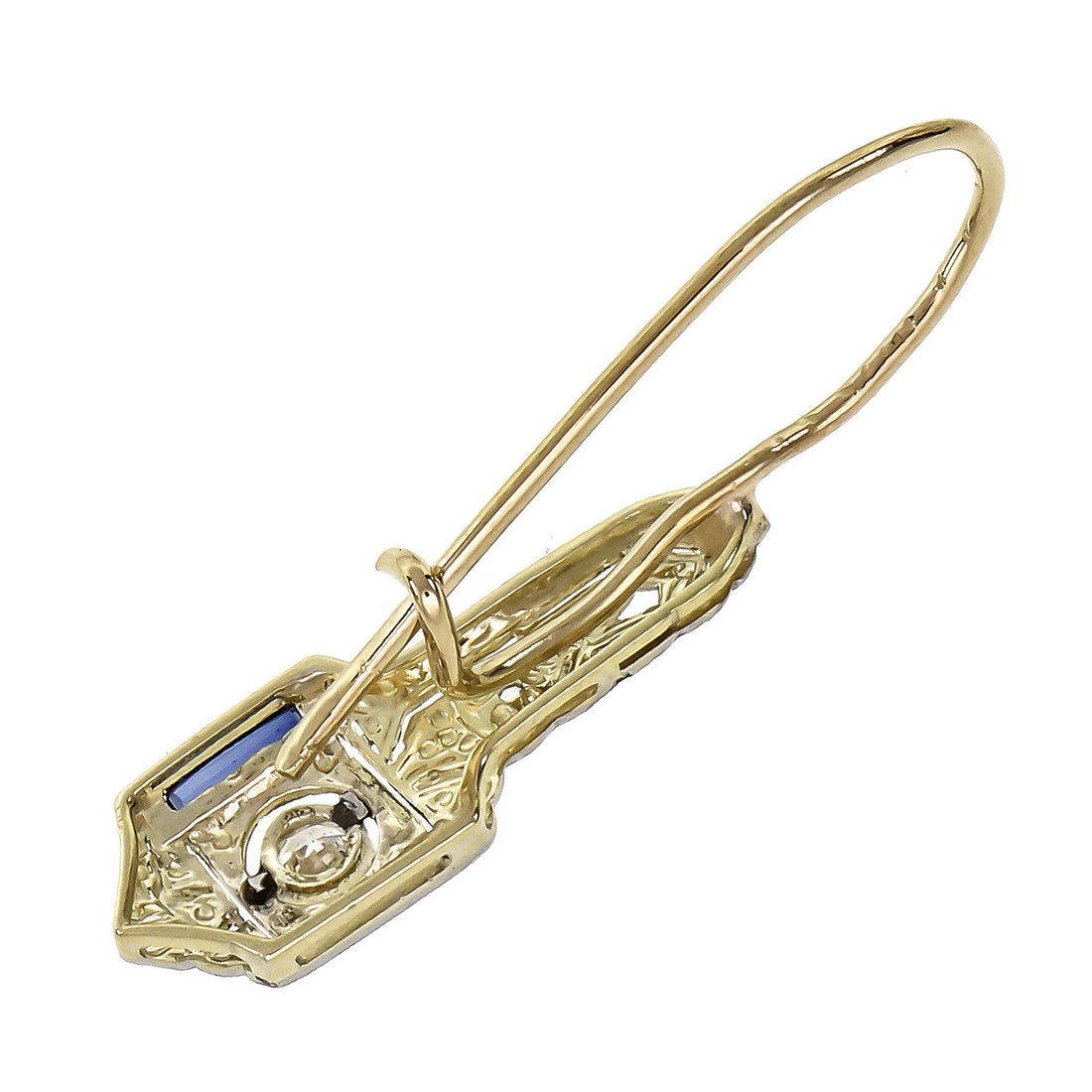 .21 Carat Diamond Sapphire Platinum Yellow Gold Drop Earrings – image 2