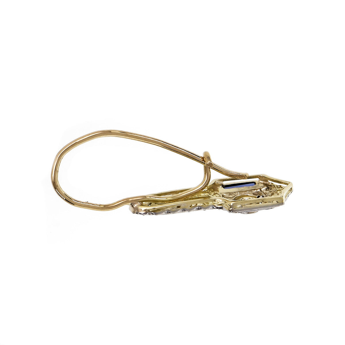 .21 Carat Diamond Sapphire Platinum Yellow Gold Drop Earrings – image 3
