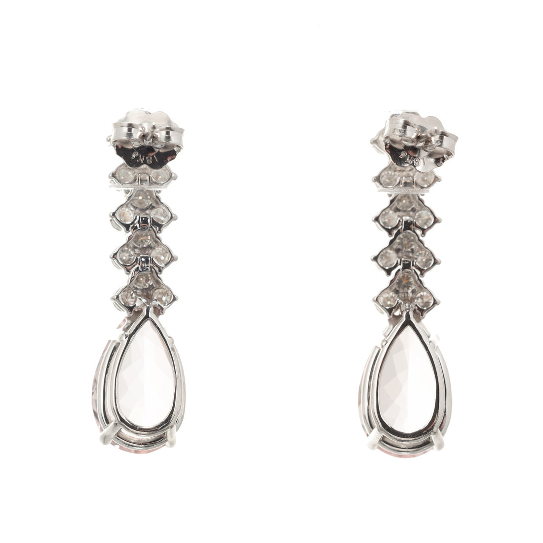7.49 Carat Morganite Diamond White Gold Dangle Drop Earrings – image 3