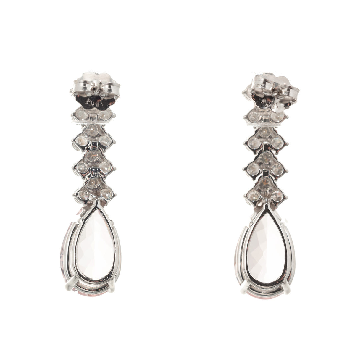 7.49 Carat Morganite Diamond White Gold Dangle Drop Earrings – image 3
