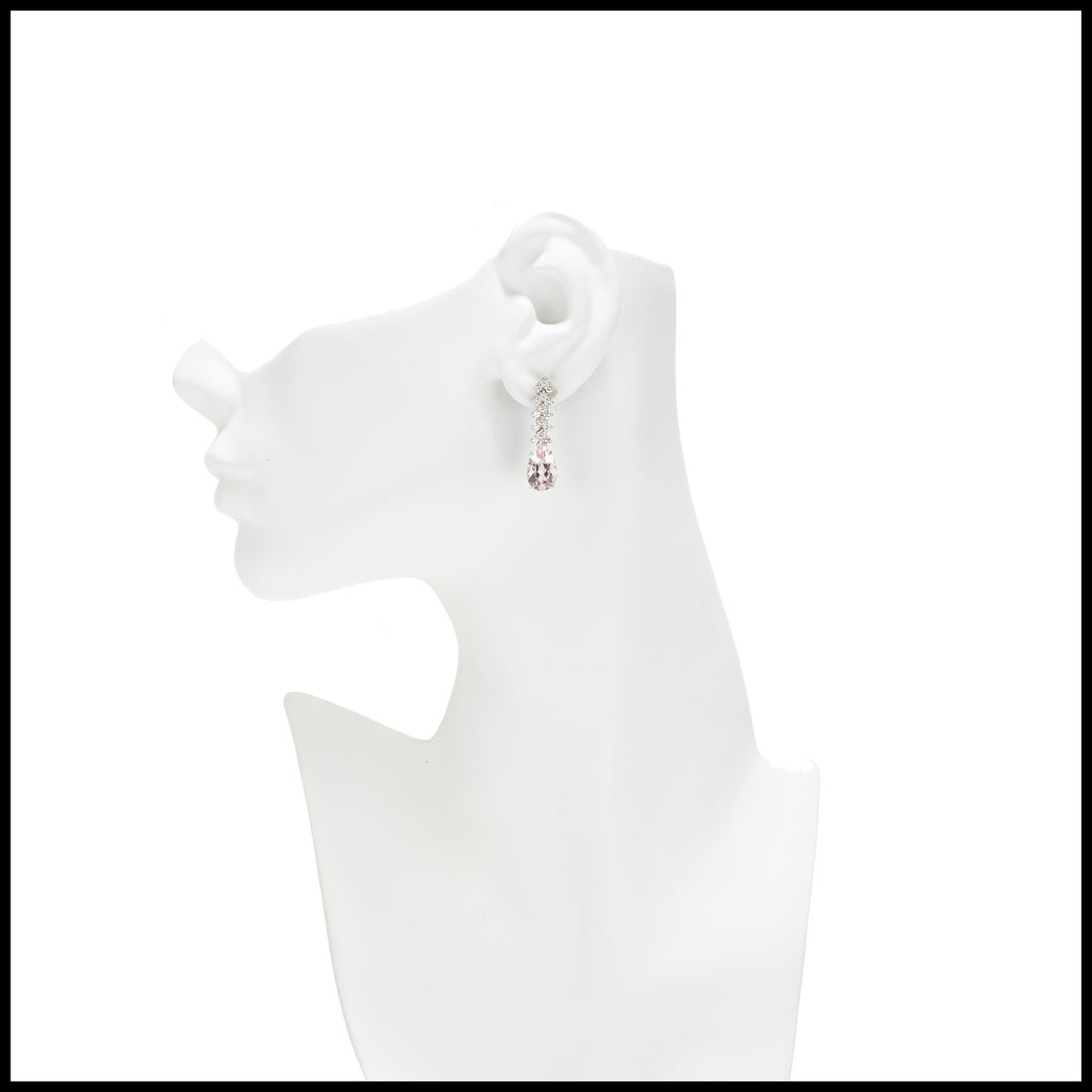 7.49 Carat Morganite Diamond White Gold Dangle Drop Earrings – image 5
