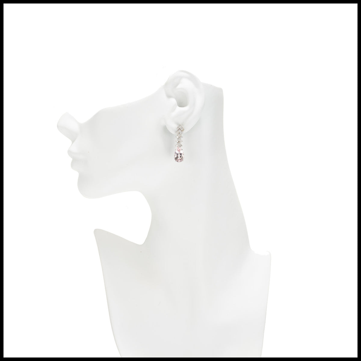 7.49 Carat Morganite Diamond White Gold Dangle Drop Earrings – image 5