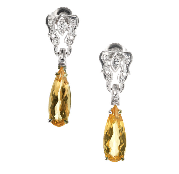 4.00 Carat Topaz Diamond White Gold Dangle Earrings