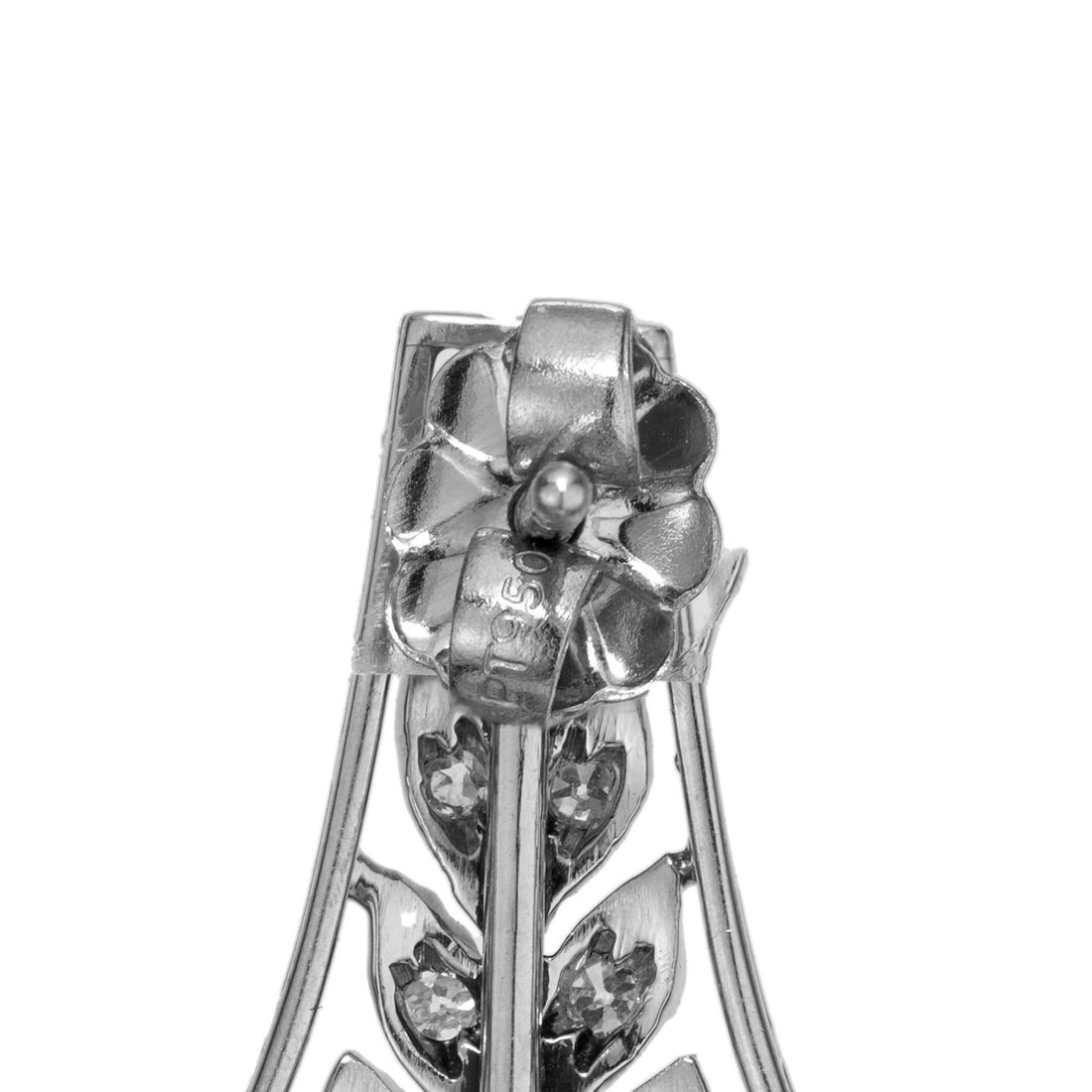 Natural Jadeite Jade Pearl Diamond Art Deco Platinum Dangle Earrings – image 5