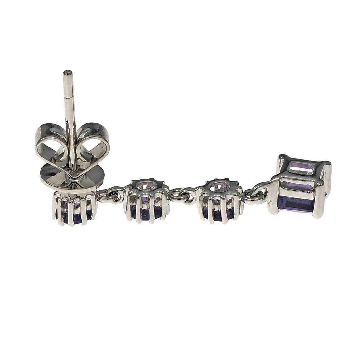 Amethyst Dangle Earrings Square & Round Amethyst 18k White Gold – image 2