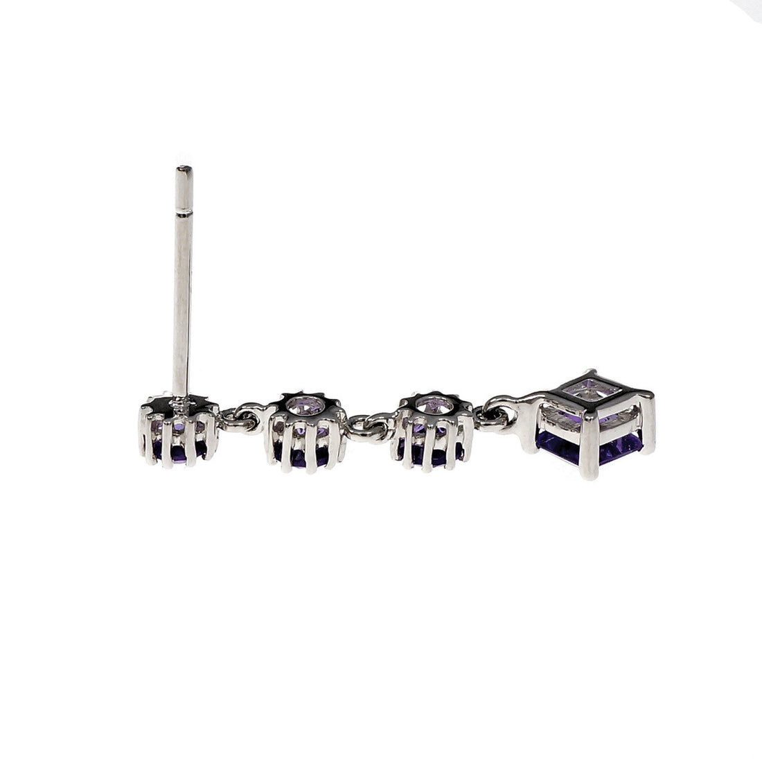 Amethyst Dangle Earrings Square & Round Amethyst 18k White Gold – image 3