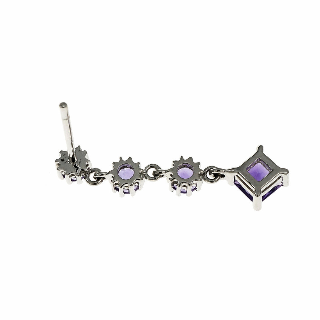 Amethyst Dangle Earrings Square & Round Amethyst 18k White Gold – image 4