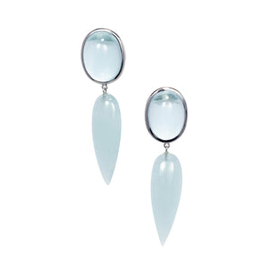 Peter Suchy 74.19ct Aquamarine 18k White Gold Dangle Earrings
