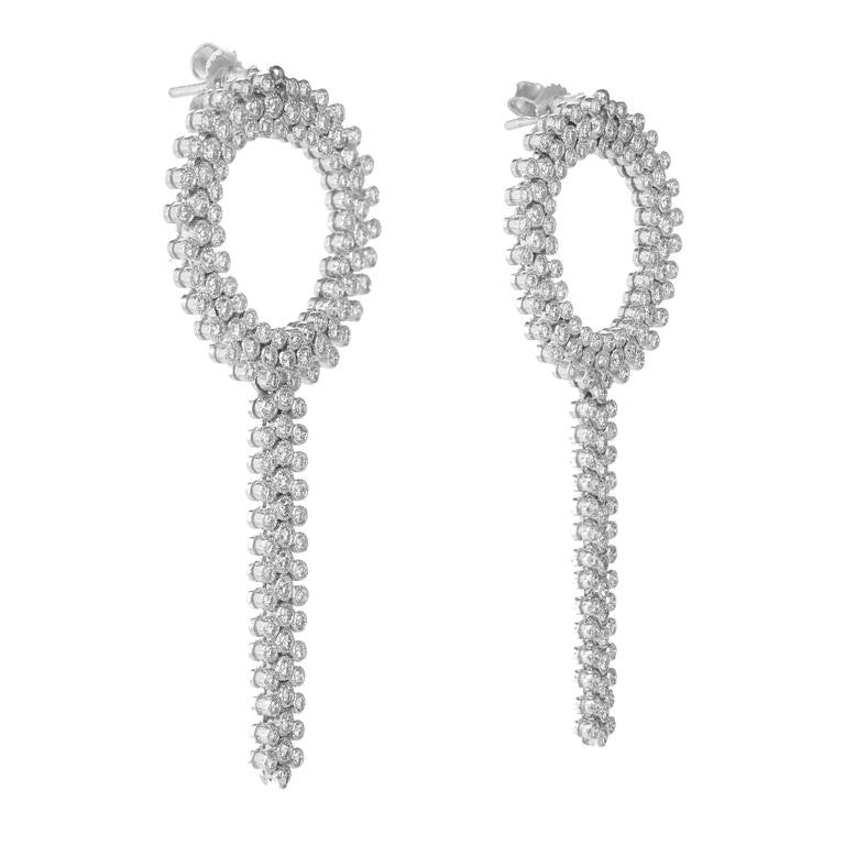 1.40 Carat Round Diamond Circle Flexible Gold Dangle Drop Earrings – image 5