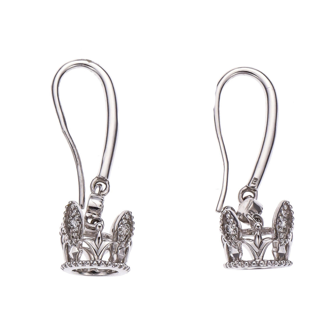 .6 Carat Diamond White Gold Crown Design Dangle Earrings – image 2