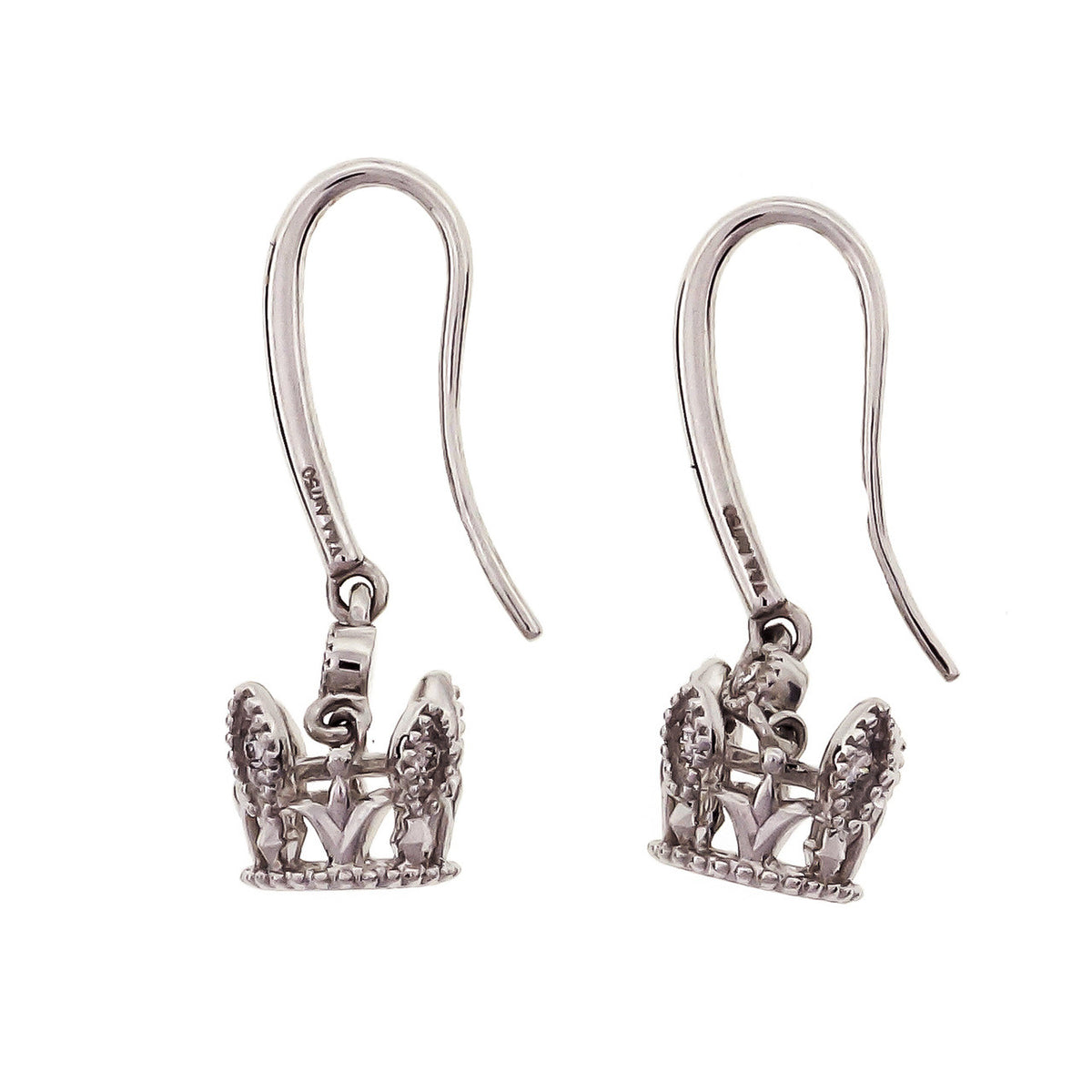 .6 Carat Diamond White Gold Crown Design Dangle Earrings
