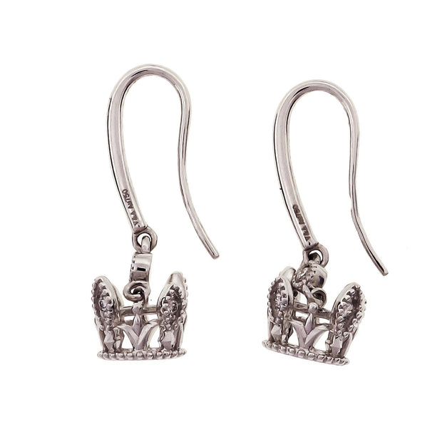 .6 Carat Diamond White Gold Crown Design Dangle Earrings