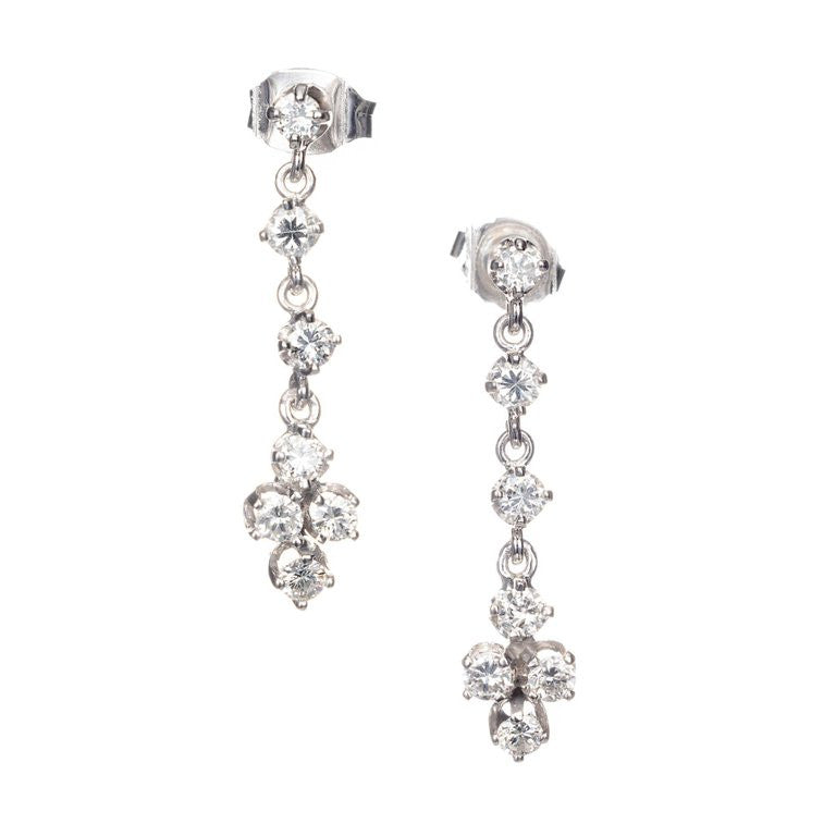 .42 Carat Diamond White Gold Dangle Drop Earrings
