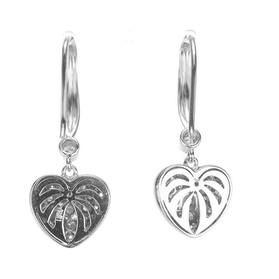 1.34 Carat Diamond Heart White Gold Dangle Earrings – image 5