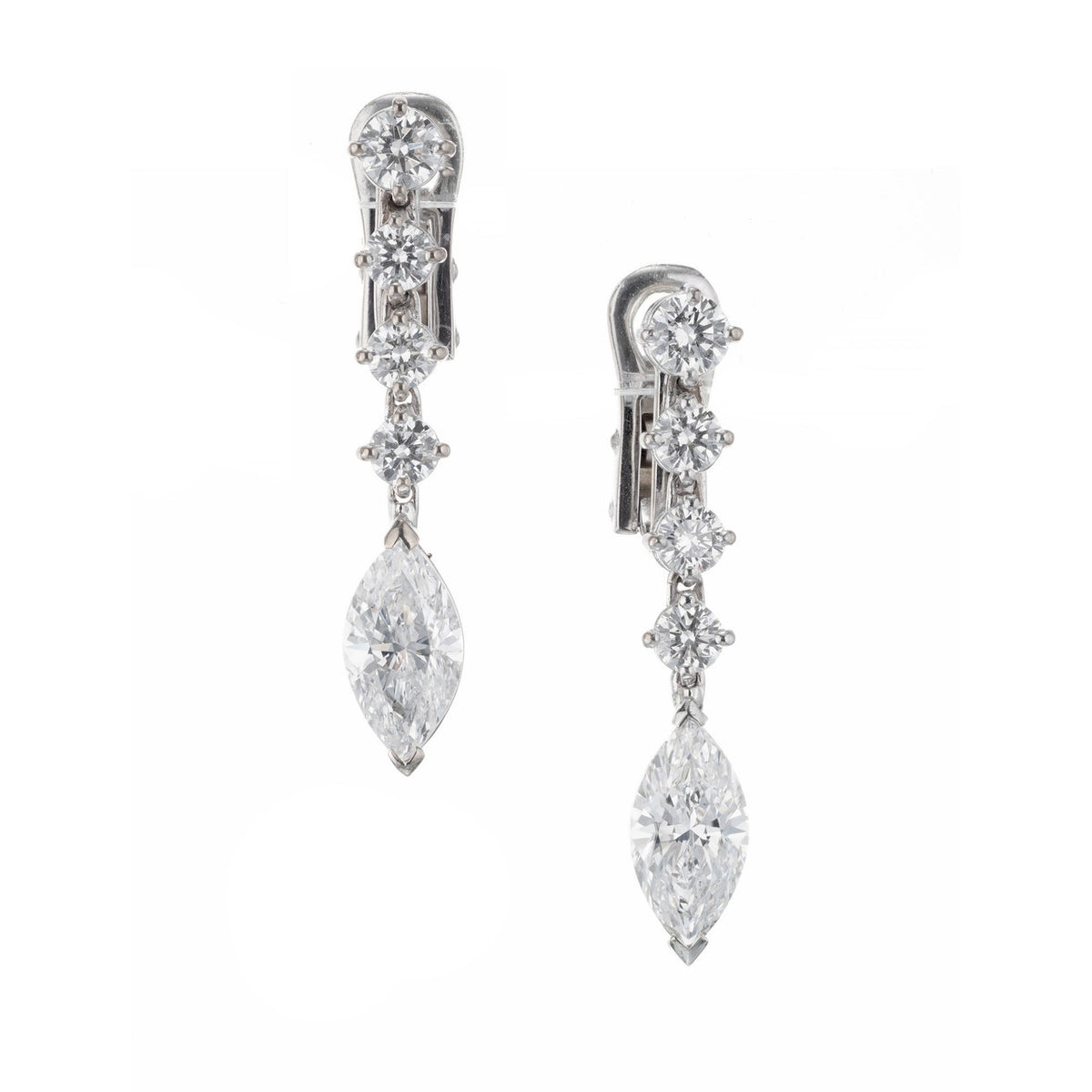 EGL Certified 2.20 Carat Diamond White Gold Dangle Earrings