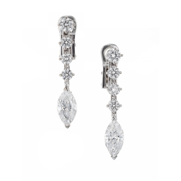 EGL Certified 2.20 Carat Diamond White Gold Dangle Earrings