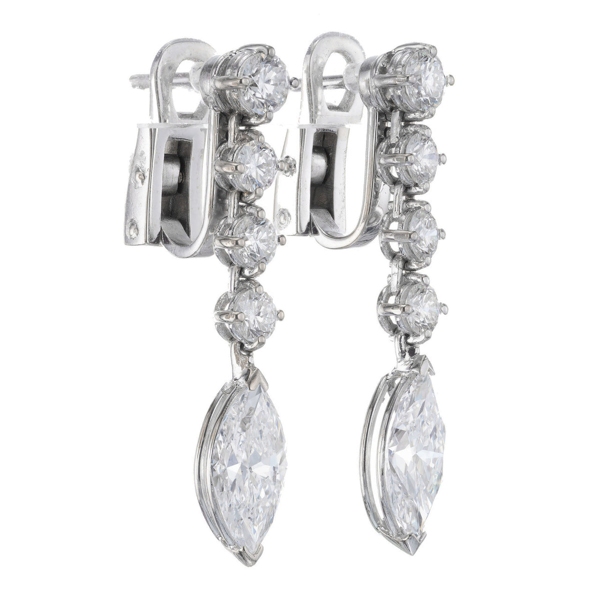 EGL Certified 2.20 Carat Diamond White Gold Dangle Earrings – image 2