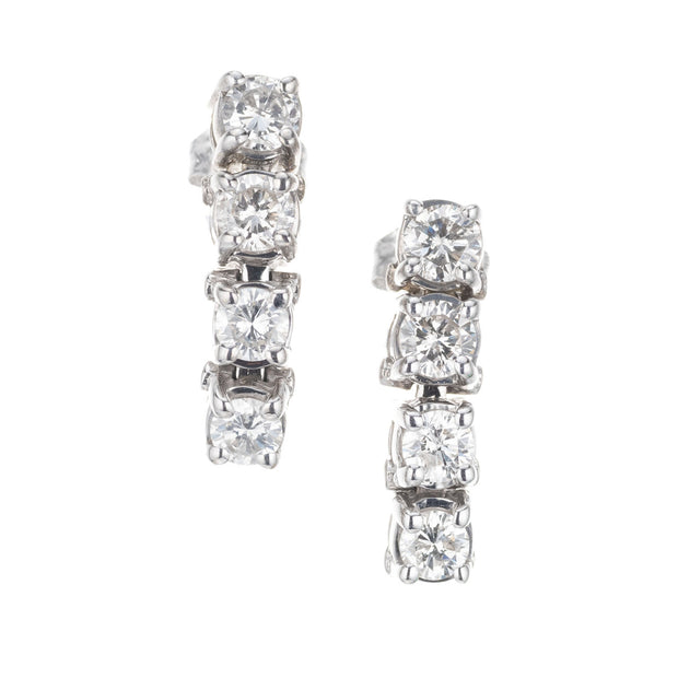 1.20 Carat Diamond White Gold Dangle Earrings