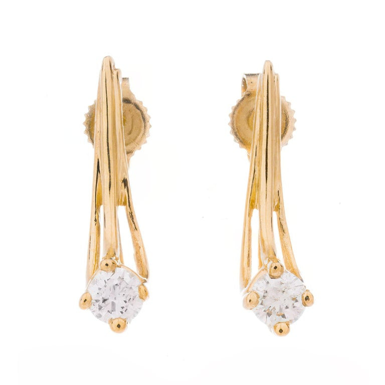 .30 Carat Diamond Yellow Gold Wire Earrings – image 2