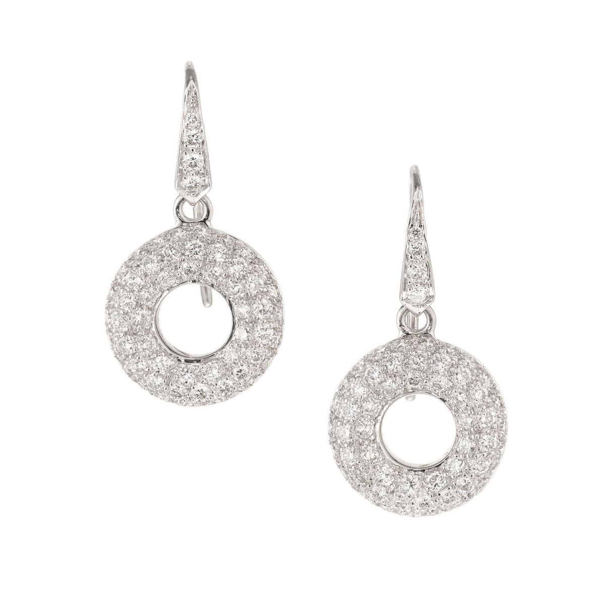 1.45 Carat Diamond White Gold Dangle Earrings
