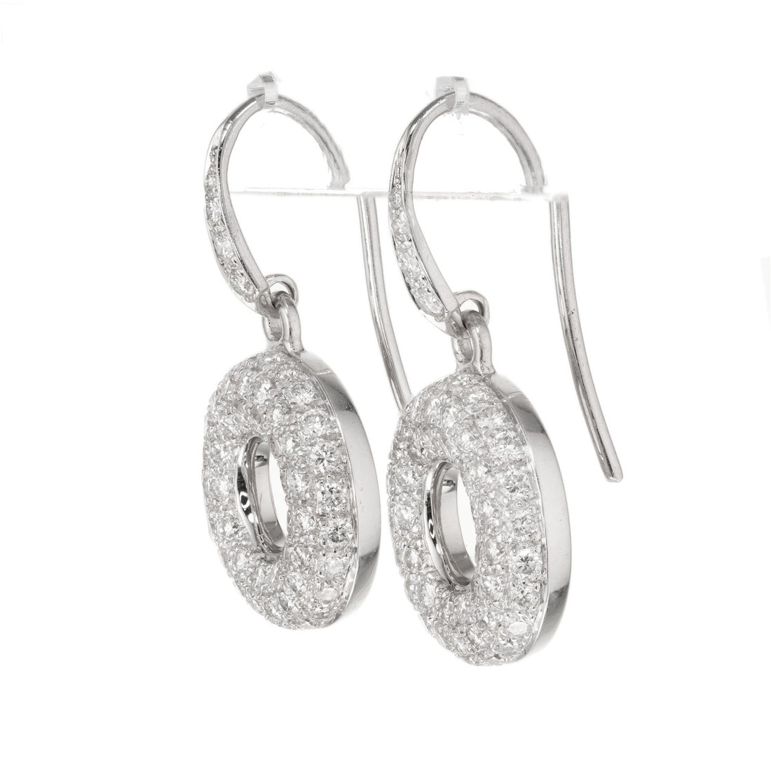 1.45 Carat Diamond White Gold Dangle Earrings – image 4