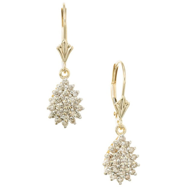 .48 Carat Diamond Yellow Gold Cluster Dangle Earrings