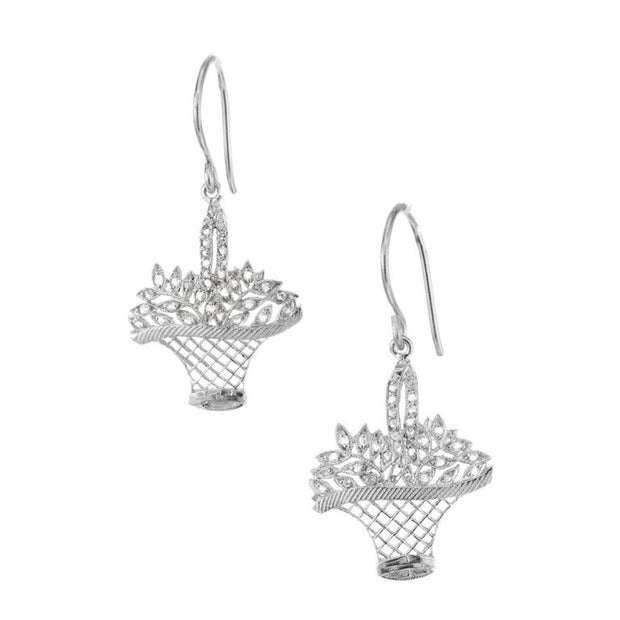 .25 Carat Diamond Platinum Basket Dangle Earrings