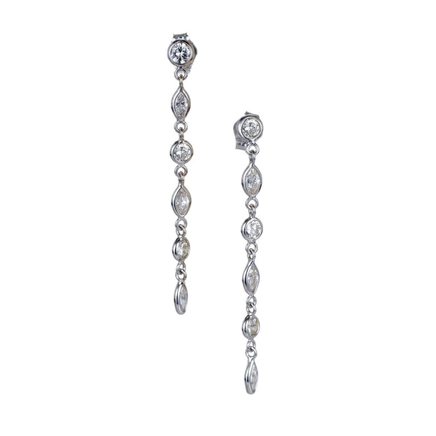 Peter Suchy 1.06 Carat Marquise Round Diamond Gold Dangle Drop Earrings