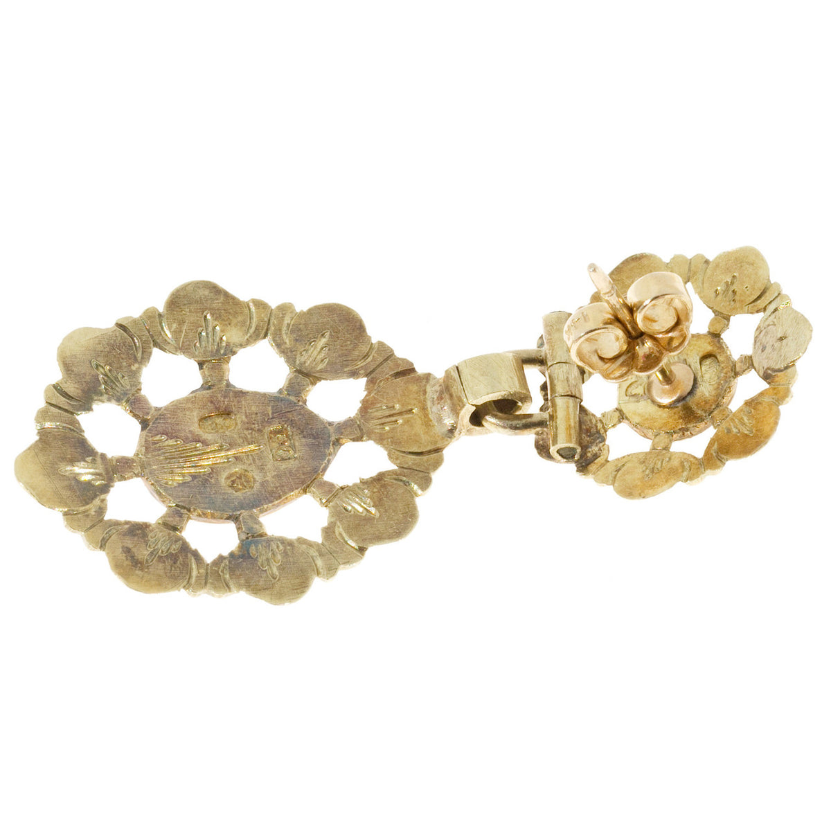 Vintage Antique Victorian 14k Yellow Gold Rose Cut Brown Diamond Dangle Earrings – image 5