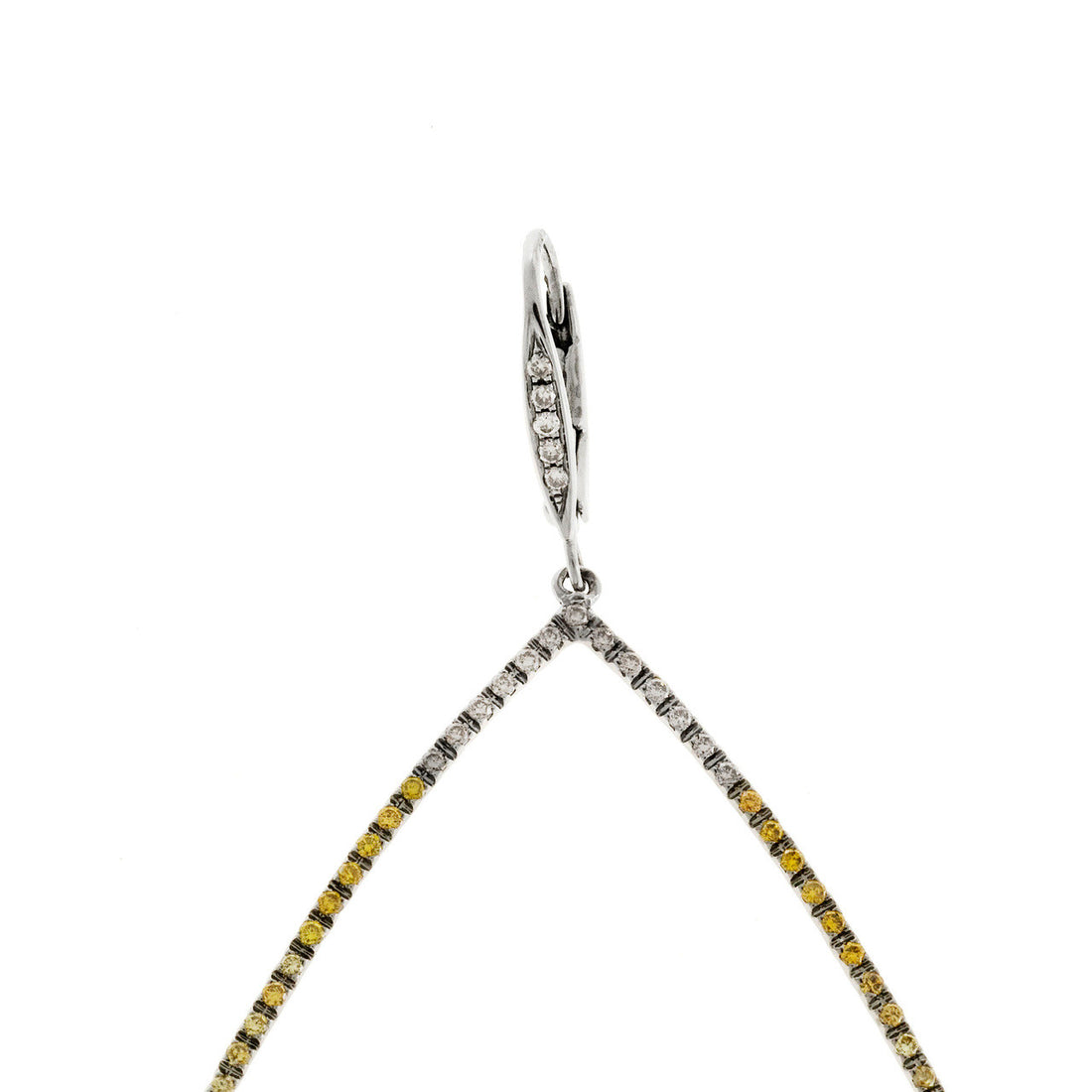 Large Natural Yellow + White Diamond 18K Gold Blackened Dangle Earrings 1.70ct – image 4