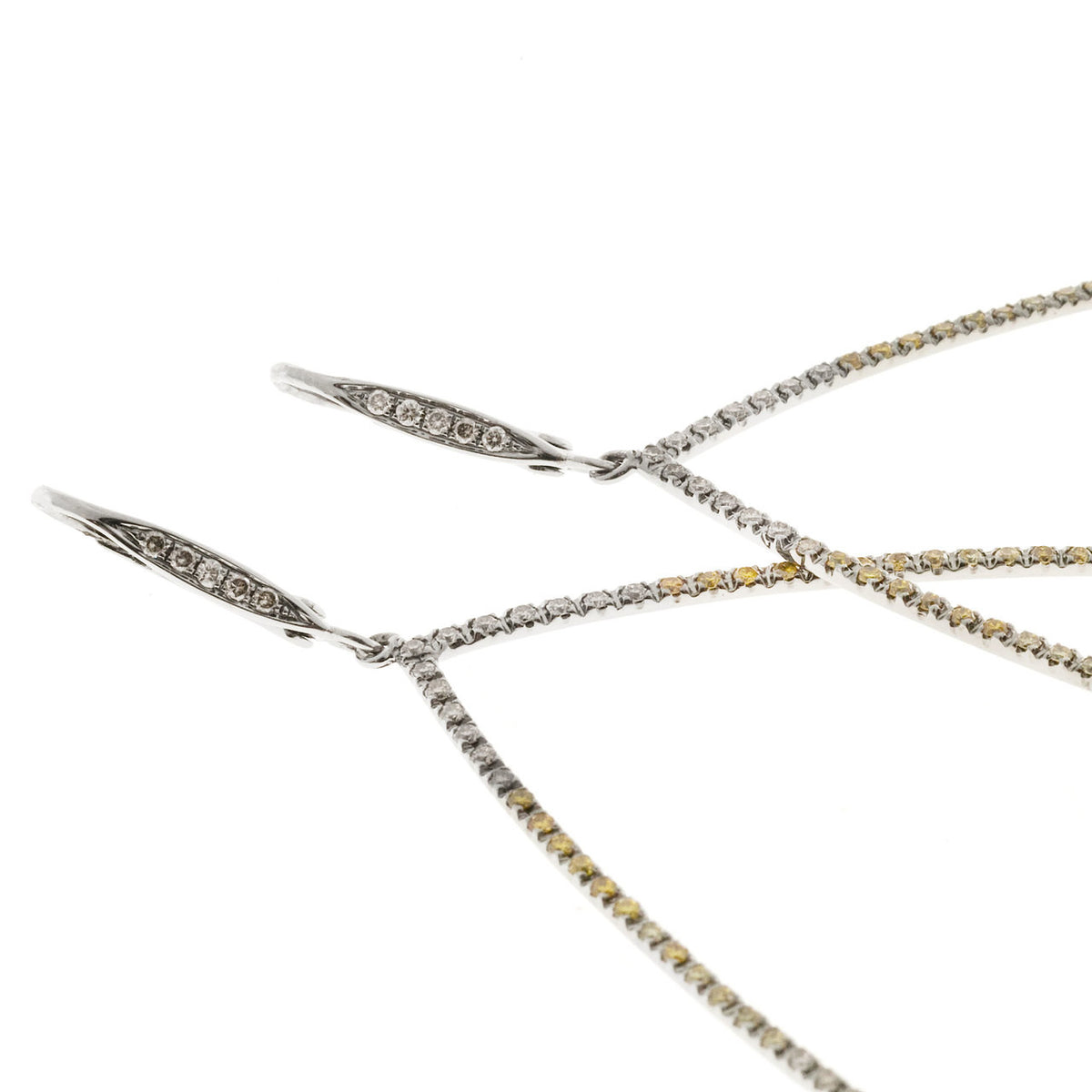 Large Natural Yellow + White Diamond 18K Gold Blackened Dangle Earrings 1.70ct – image 5