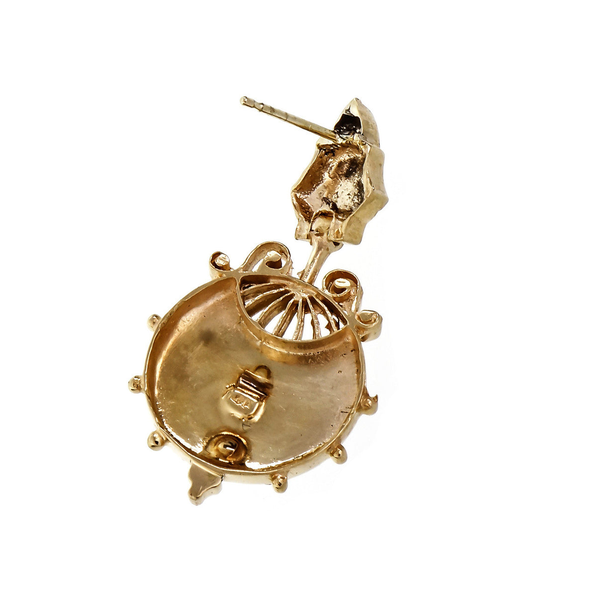 Vintage 1940 Victorian Inspired Black Enamel Pearl Dangle Earrings 14k Gold – image 4