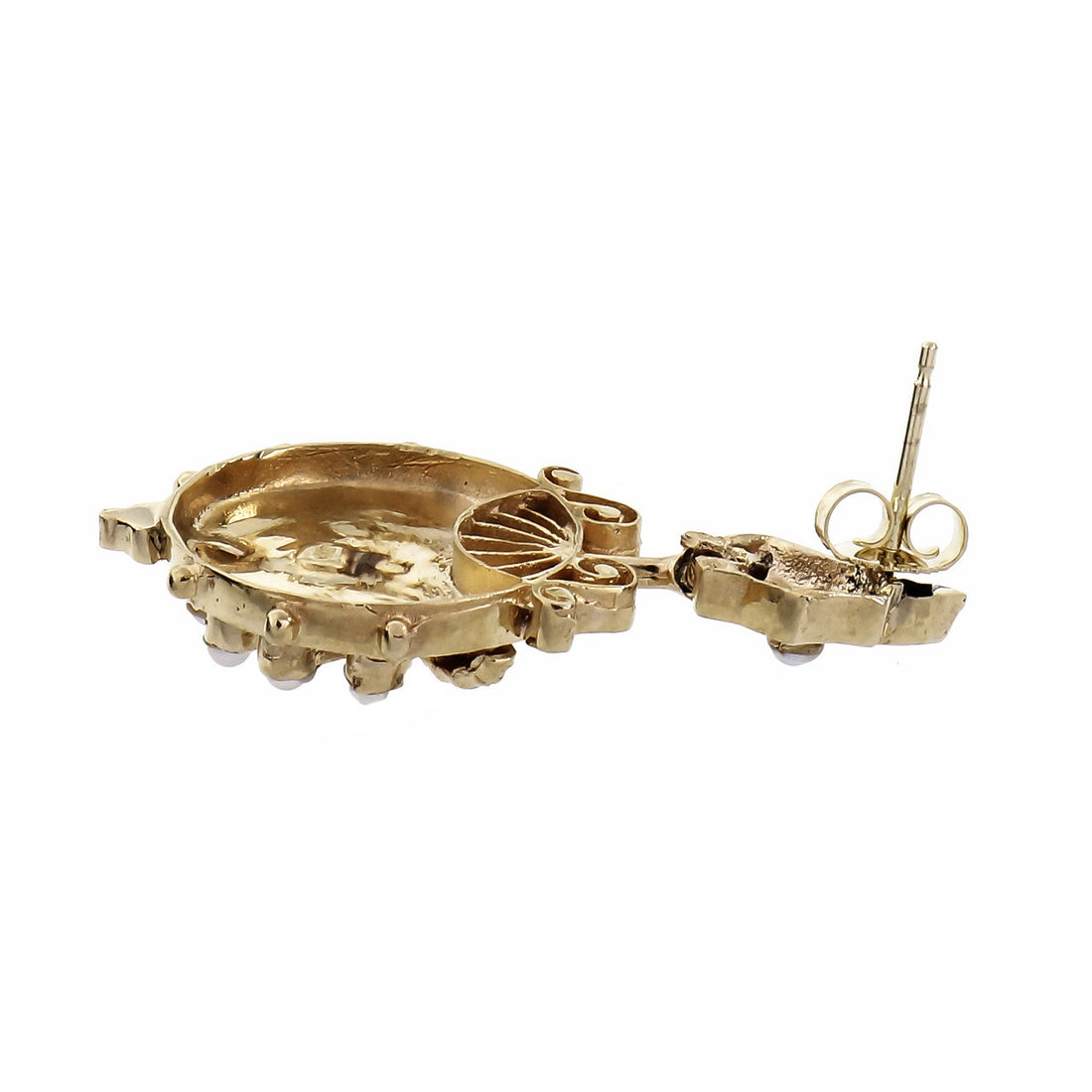 Vintage 1940 Victorian Inspired Black Enamel Pearl Dangle Earrings 14k Gold – image 5