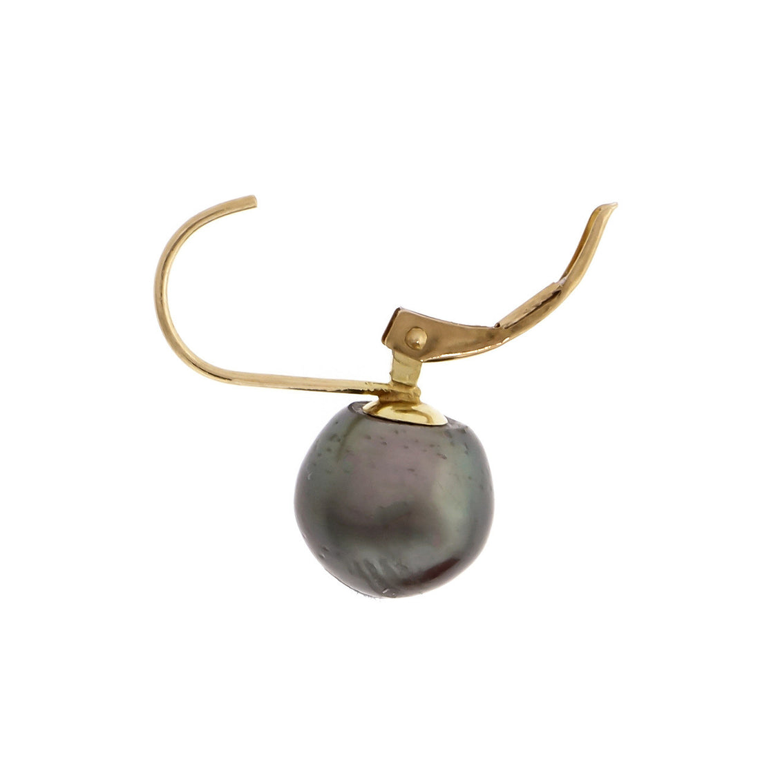 Semi Baroque Japanese Black Pearl 14k Yellow Gold Dangle Earrings – image 4